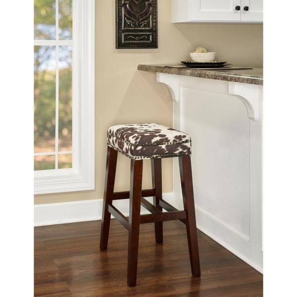 Brown Cow Print Walnut Bar Stool M2662