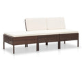 3 Piece Outdoor Sectional Sofa Set with Cushions Poly Rattan Steel Frame O56265