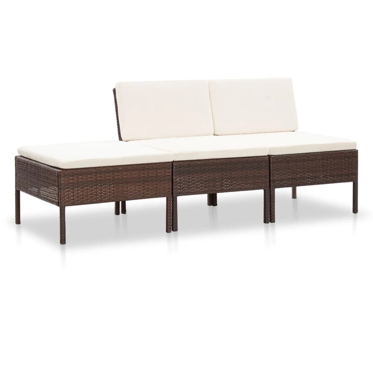 3 Piece Outdoor Sectional Sofa Set with Cushions Poly Rattan Steel Frame O56265