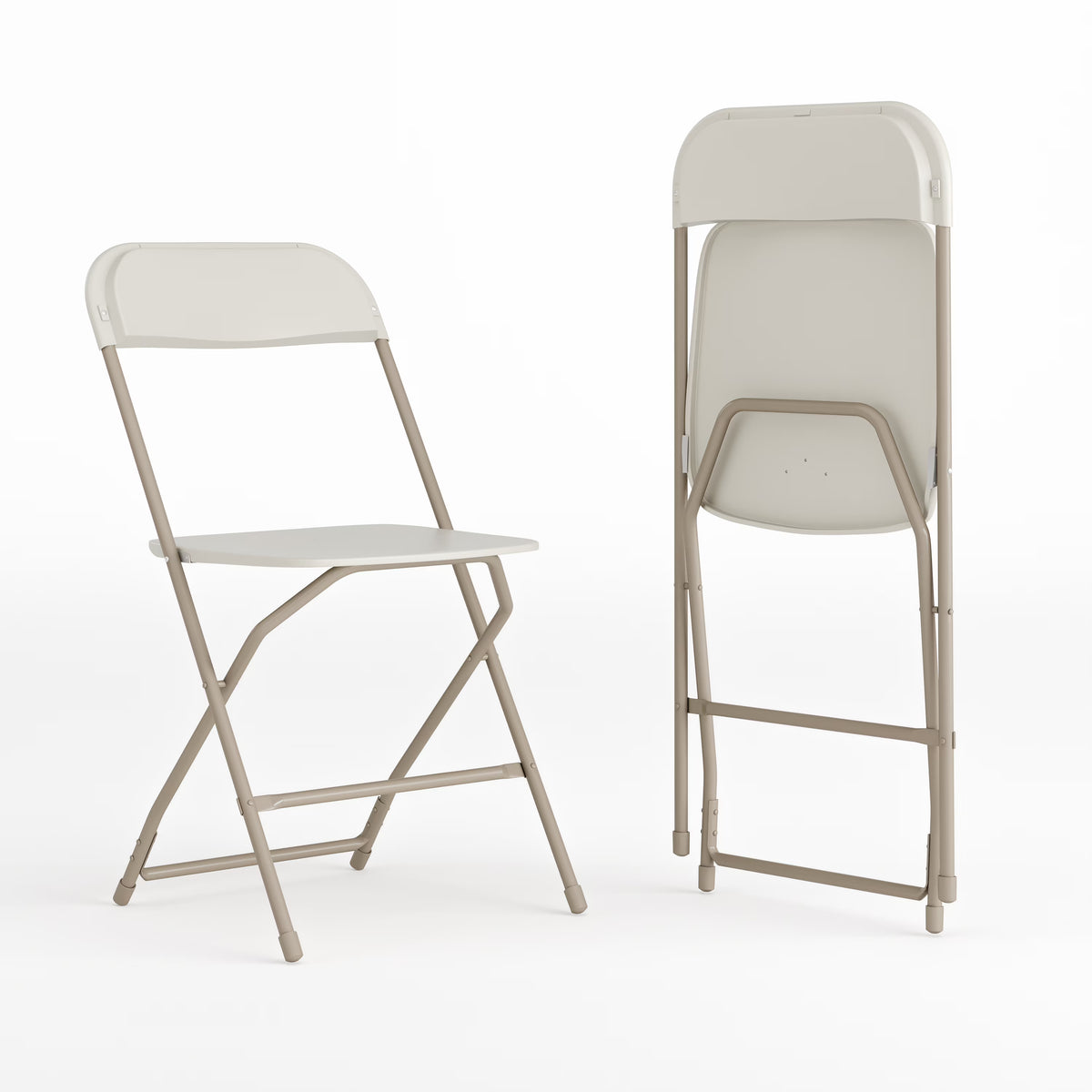 Beige Plastic Folding Chair 2 Pack 650LB Weight Capacity Y5043