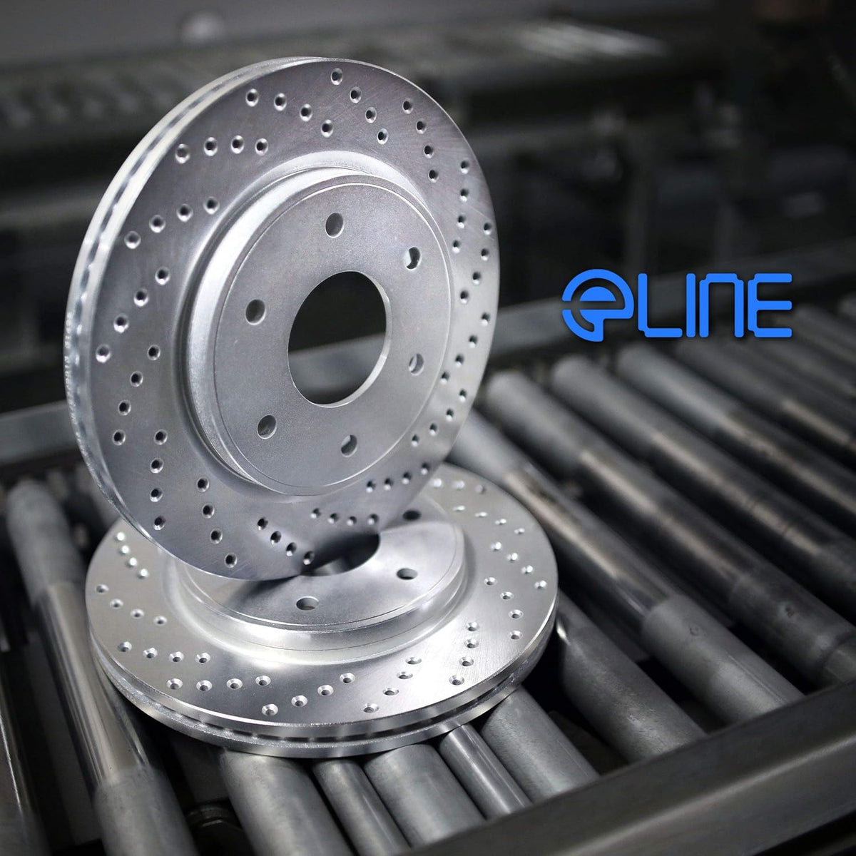 Front R1 Concepts eLine Cross Drilled Slotted Brake Rotors M5480