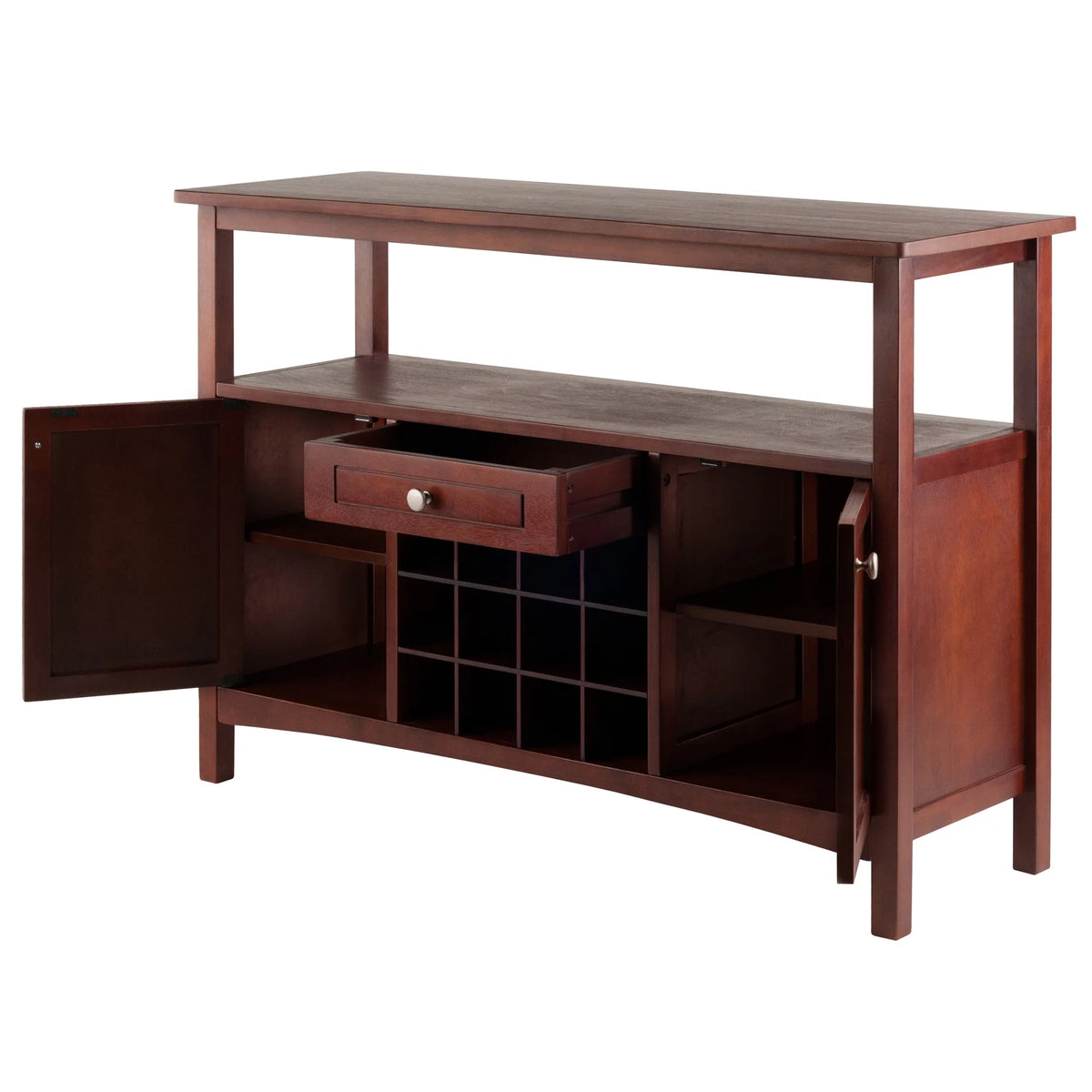 Walnut Finish Wood Buffet Display Cabinet H18753