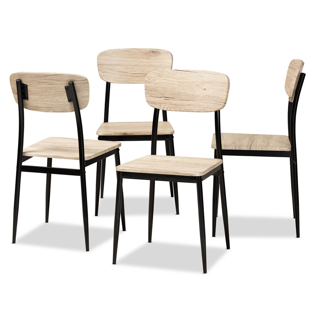 Brown Wood and Metal Dining Chair Set of 4 A914495