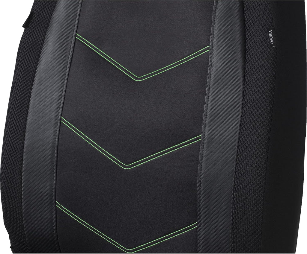 High Back Car Seat Covers Carbon Fiber Mesh Airbag Compatible 2PCS V403386