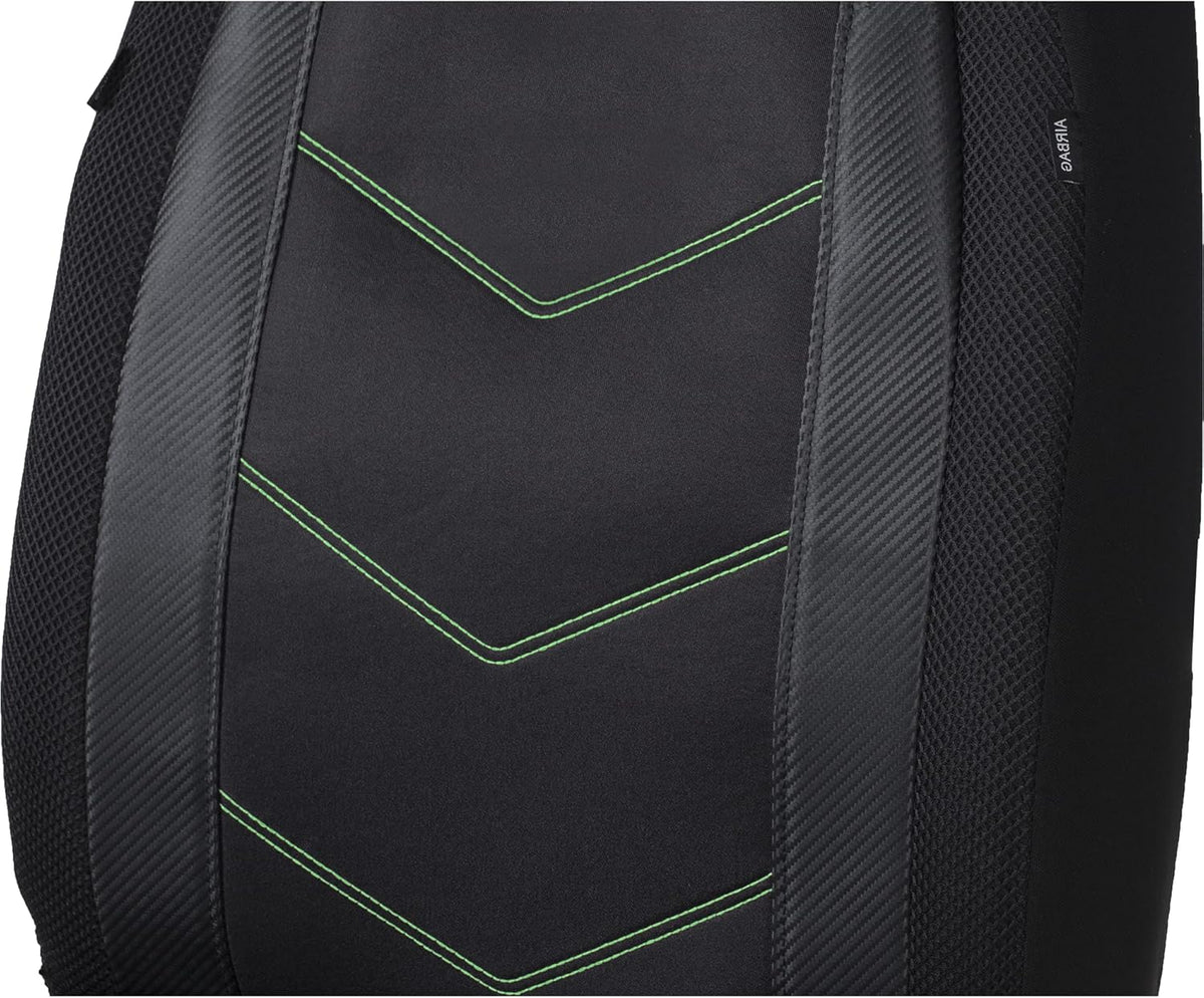 High Back Car Seat Covers Carbon Fiber Mesh Airbag Compatible 2PCS V403386