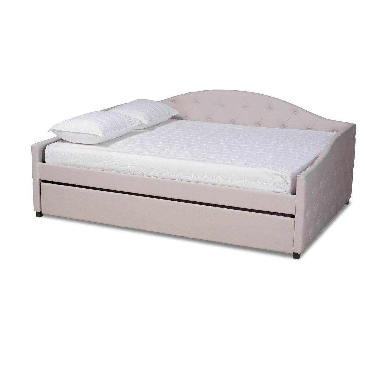 Beige/Black Upholstered Daybed with Trundle J701273