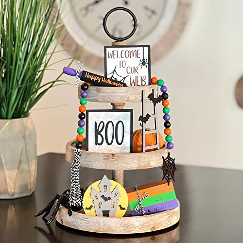 7 Pcs Halloween Themed Tiered Tray Decor Set N33981