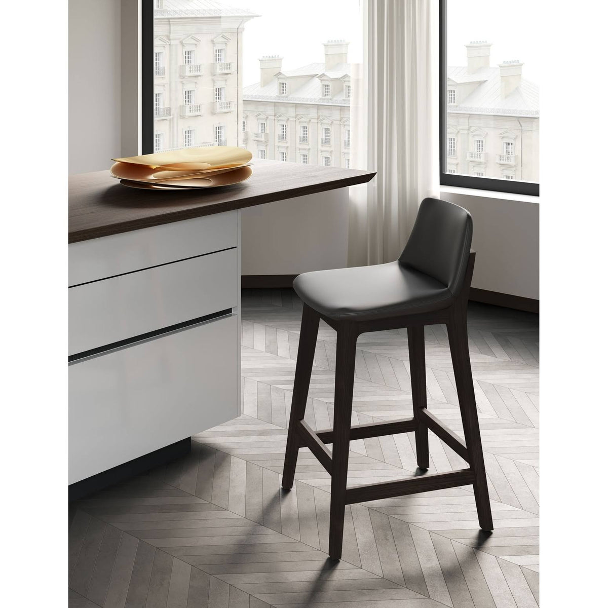 Graphite Eco Leather Counter Stool R326