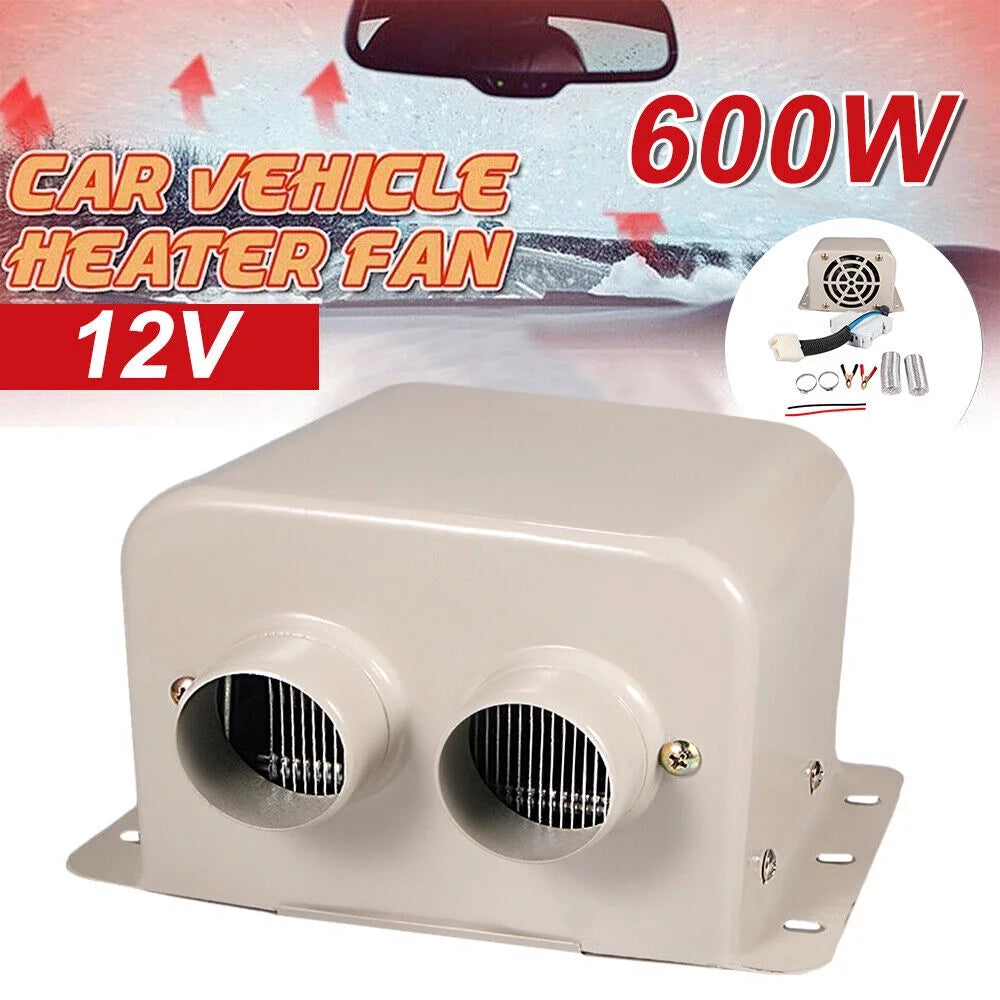 600W 12V Portable Car Heater Fan Defroster White P5143