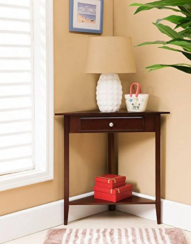 Wood Corner Sofa Accent Table with Drawer P887357