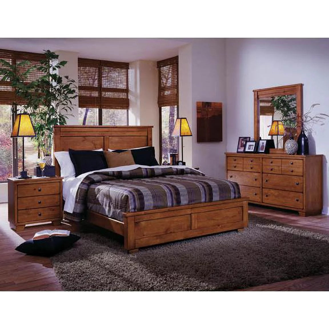 Cinnamon Pine 6 Drawer Wood Dresser U7318