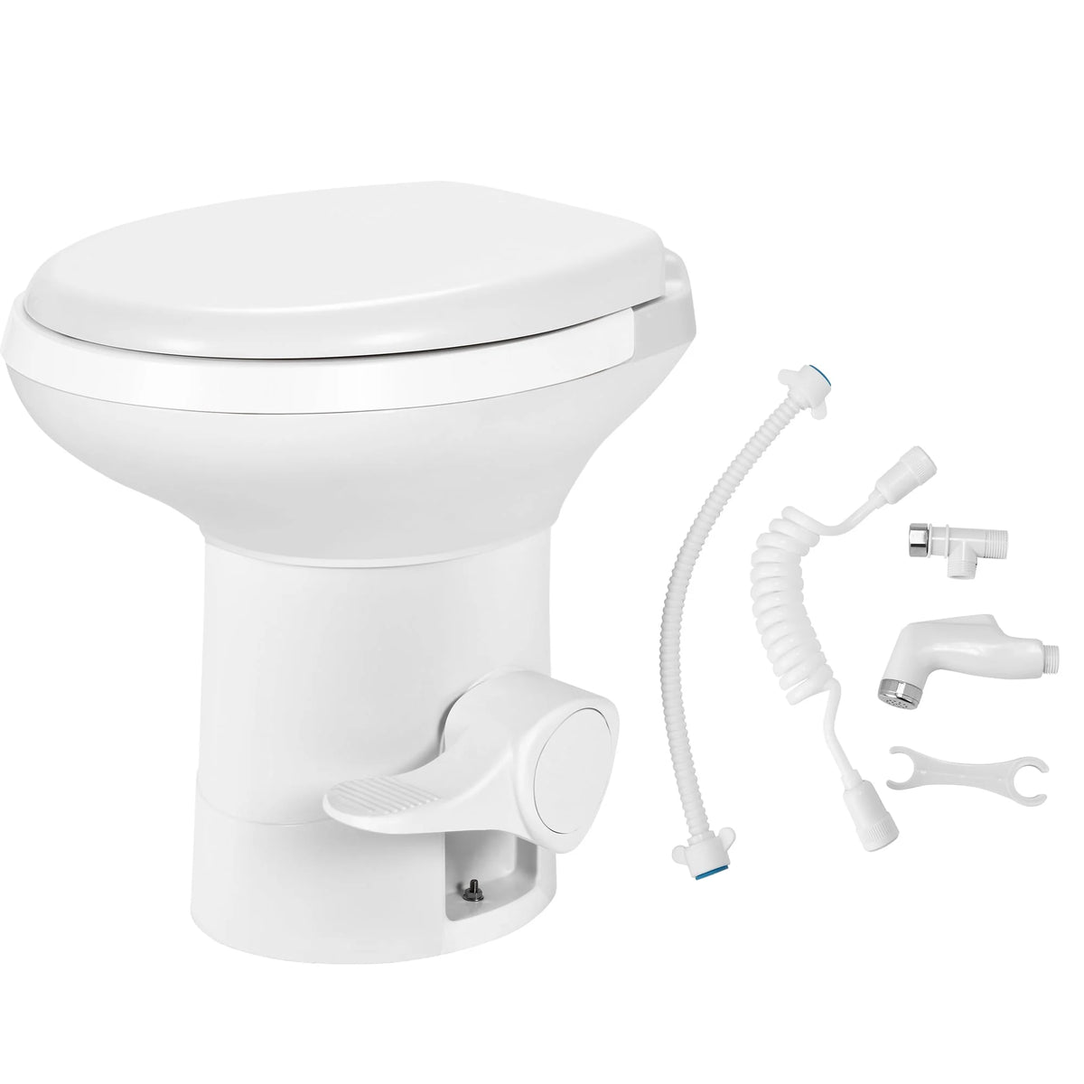 Portable RV Toilet with Pedal Flush White N74468