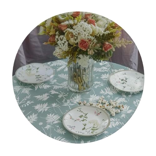Round Vinyl Fitted Tablecloth with Flannel Backing Elastic Edge Design Table Cover L7052