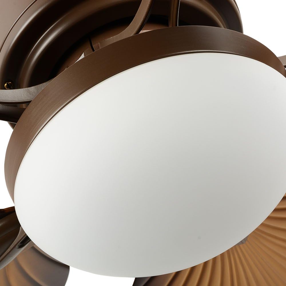 52" Tropical Palm Ceiling Fan with LED Light and Five Palm Leaf Blades - New Bronze Finish O9532