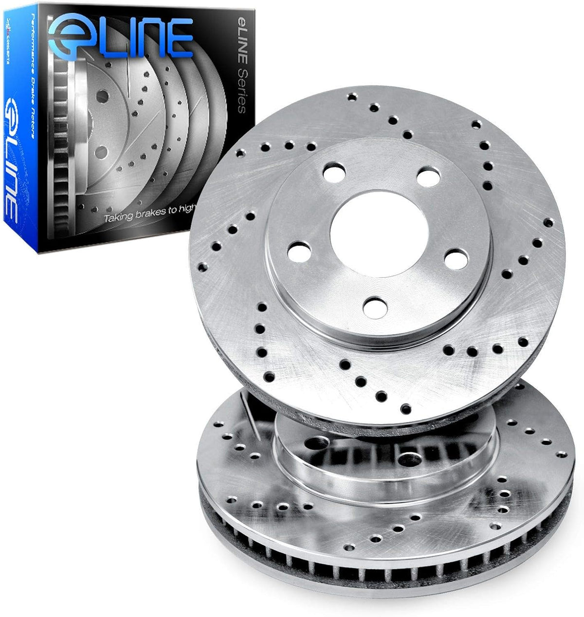 Front R1 Concepts eLine Cross Drilled Slotted Brake Rotors M5480