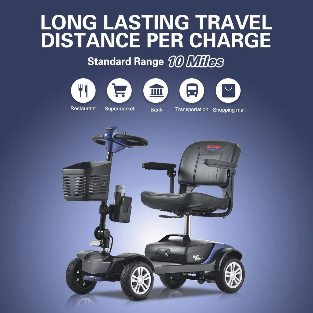 4 Wheel Collapsible Electric Mobility Scooter Purple D7204