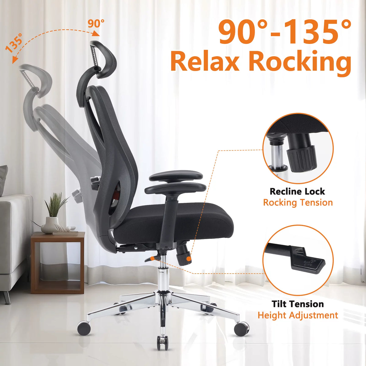 Ergonomic Office Chair with Adjustable Headrest and Lumbar Support C16680