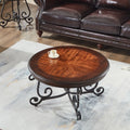 Round Wood Coffee Table with Metal Leg K940741