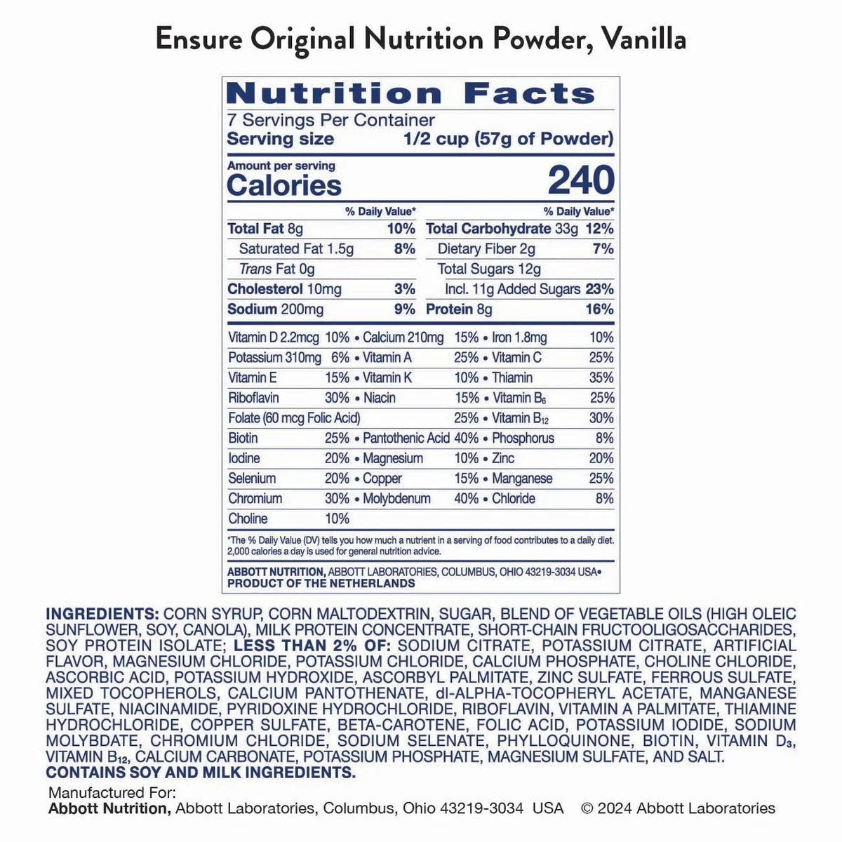 Vanilla Nutrition Powder 14.1 oz O728888