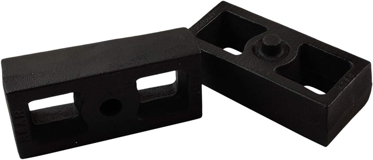 2 Rear Suspension Lift Solid Cast Iron Blocks Extra Long 12.5 Square Leaf Spring Axle U Bolts Z264385