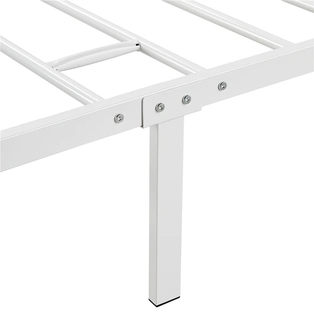 White Twin Metal Canopy Bed Frame with Headboard and Footboard N811758