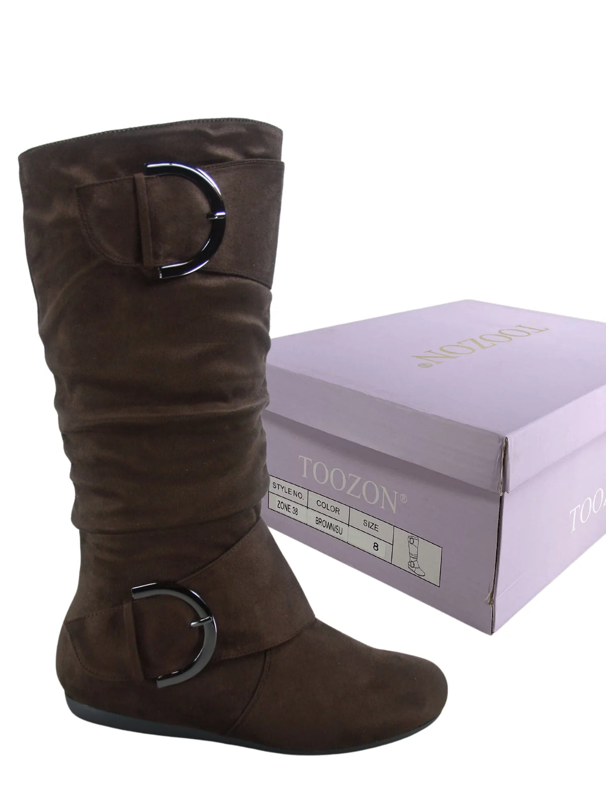 Brown Wide Calf Knee High Boots A8003