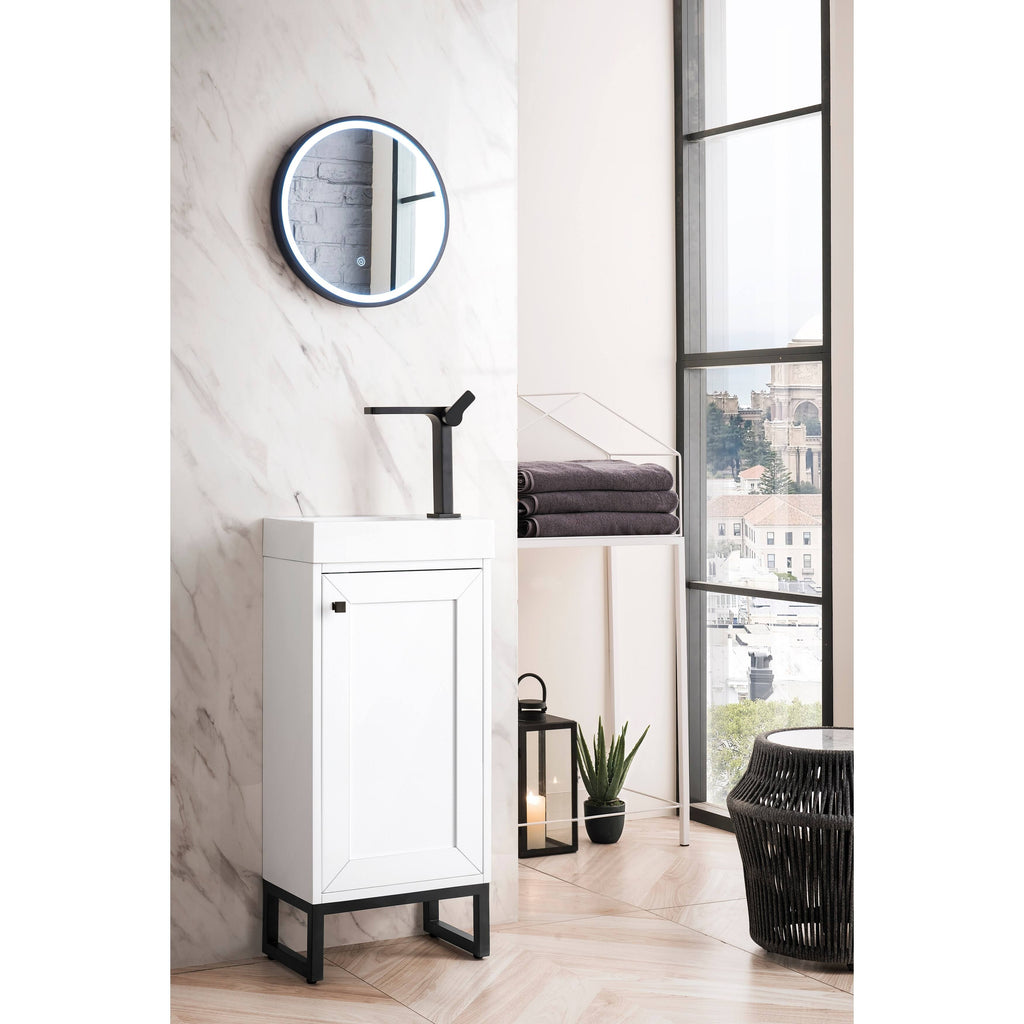 16 in. Chianti Single Vanity Cabinet with White Glossy Resin Countertop N356650