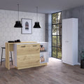 2-Piece White and Light Oak Kitchen Island and Pantry Cabinet Y2388