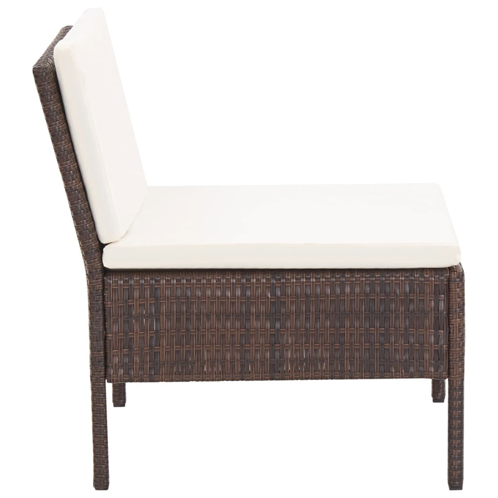 3 Piece Outdoor Sectional Sofa Set with Cushions Poly Rattan Steel Frame O56265