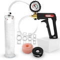 Black Handle Penis Pump with Clear Hose, Donut, Vacuum Seal and 4 Sizes of Rings, 9 inch x 2 inch Cylinder M686