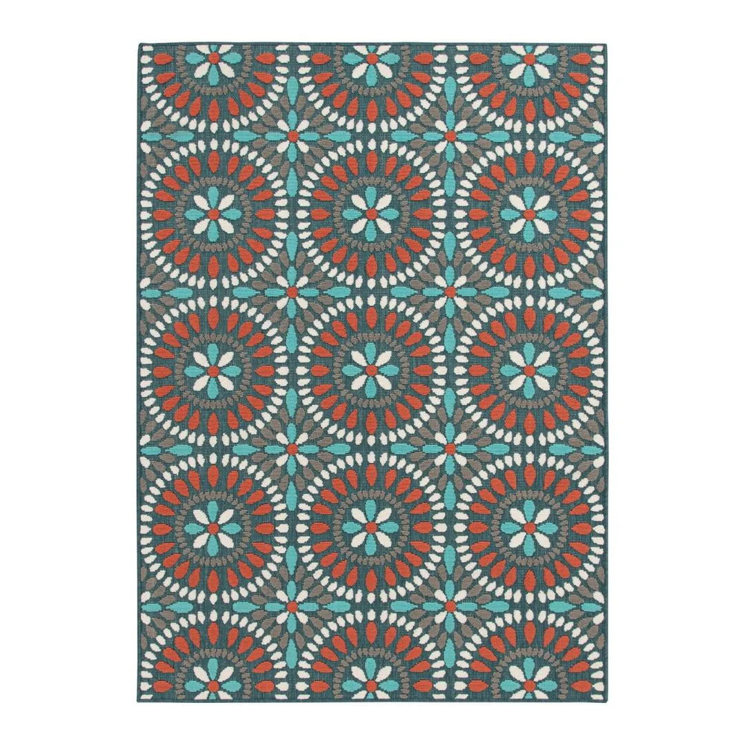 5' x 7' Medallion Polypropylene Outdoor Area Rug B40208