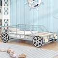 Metal Car-Shaped Platform Bed with Wheels and Guardrails K599602