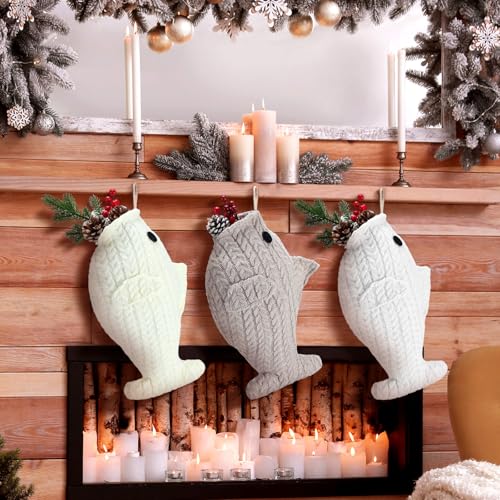 3 Pcs Large Knit Cat Christmas Stocking P62499
