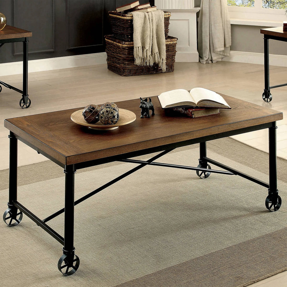 3-Piece Medium Oak Coffee Table Set R235604