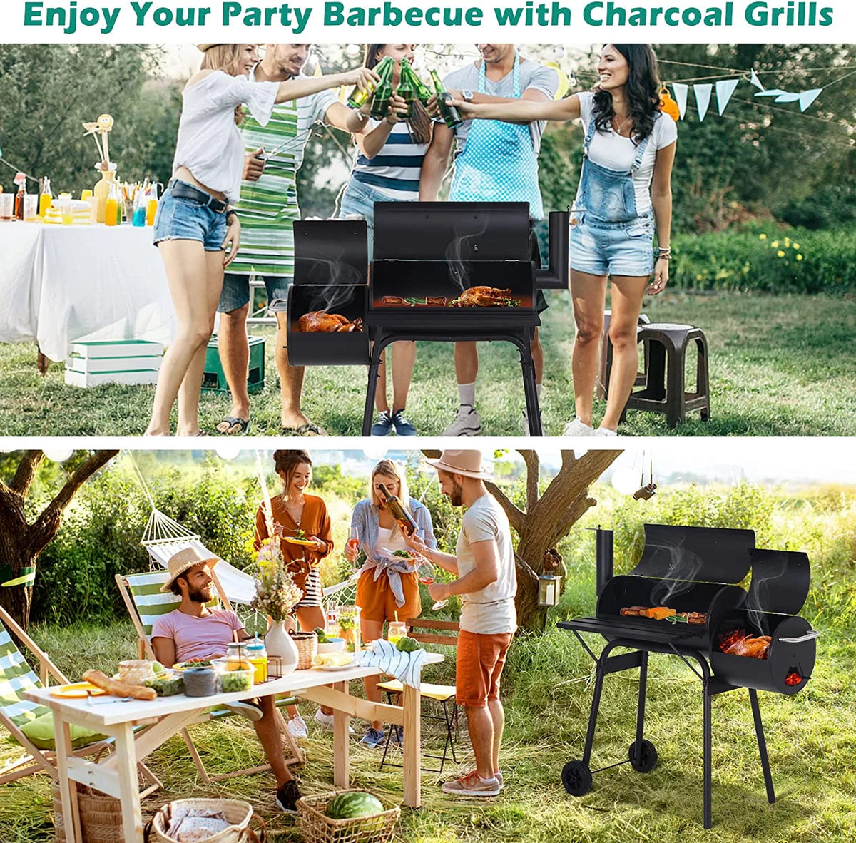 Black Stainless Steel Charcoal Grill Q50878