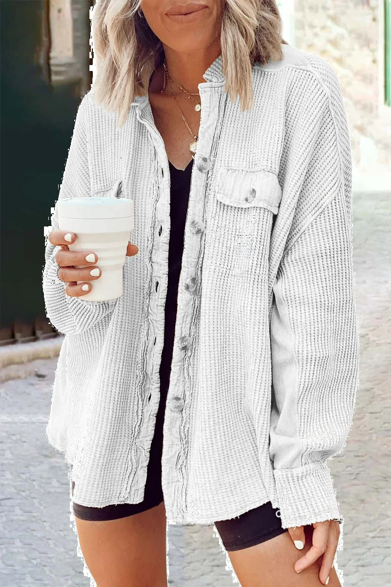 Solid Patchwork Turndown Collar Outerwear S45999