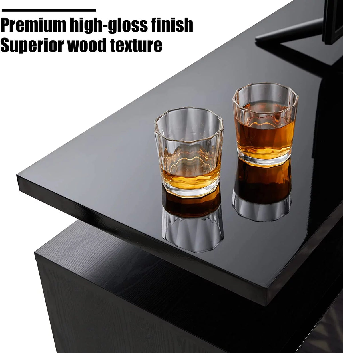 Black 70" Fireplace TV Stand with LED Lights D55443