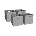 Gray Foldable Faux Leather Storage Cube Bins Set of Four D103