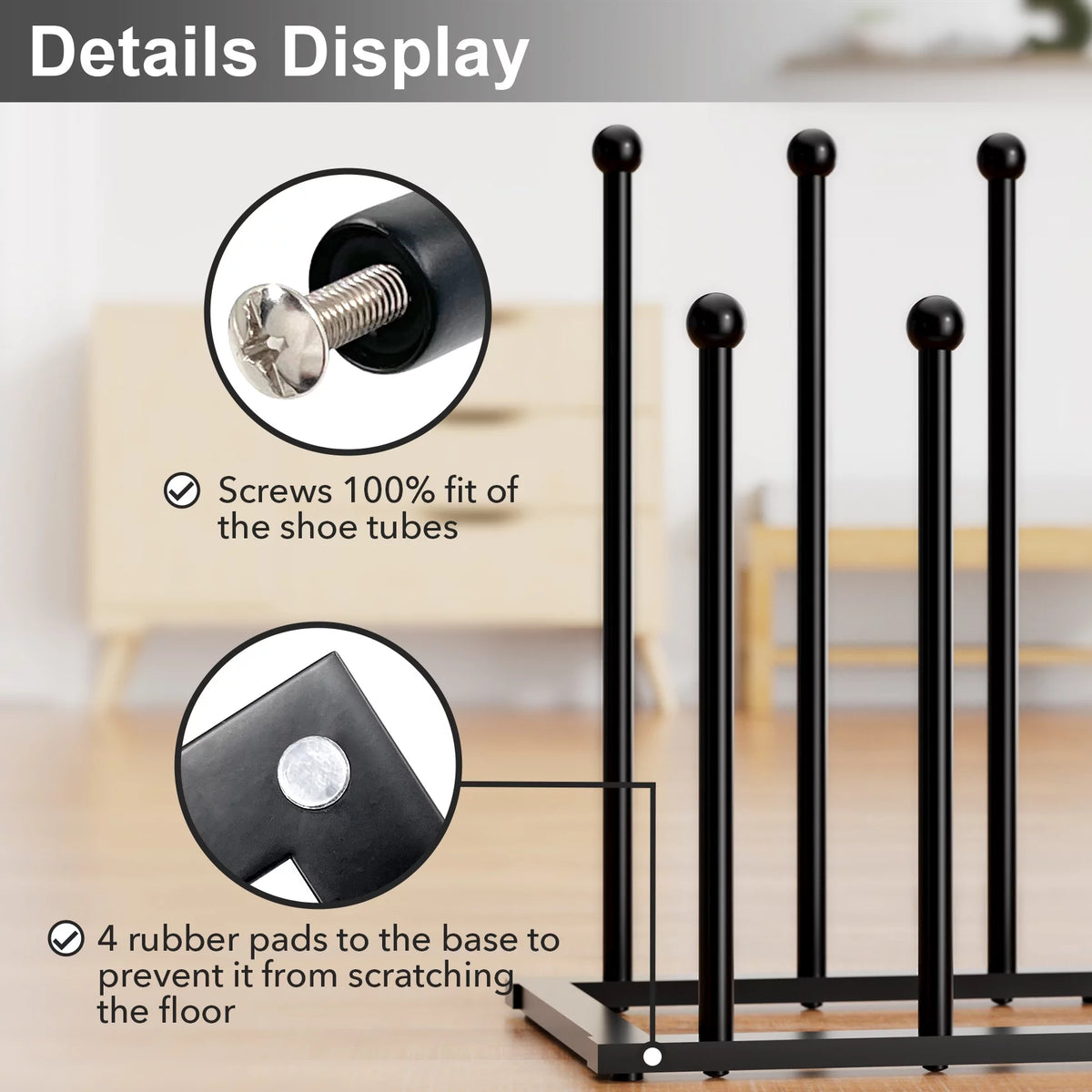 Black Metal Free Standing Shoe Rack for 4 Pairs T56038