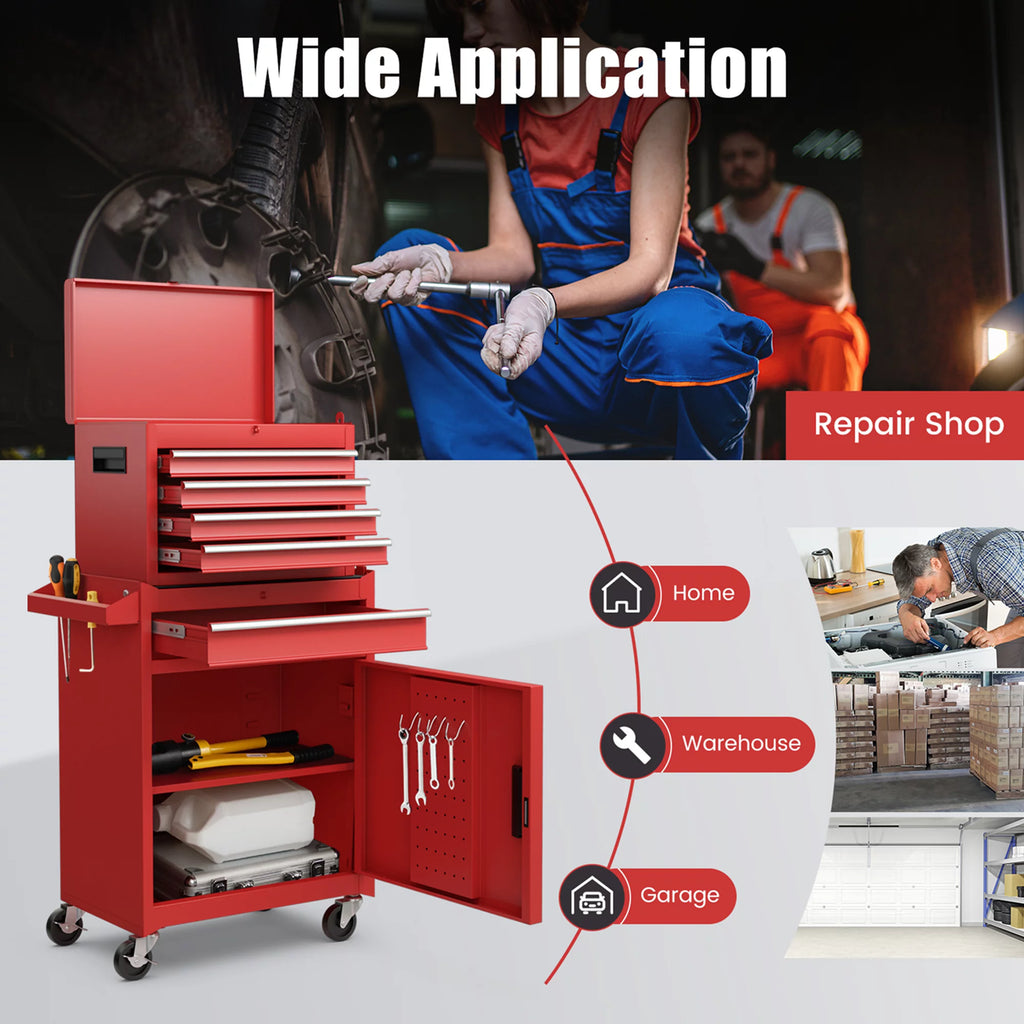 Red 5 Drawer Metal Rolling Tool Chest Cabinet S6170