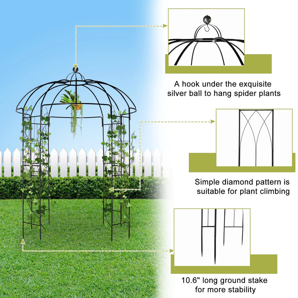Black Outdoor Trellis Planter with Stakes U156