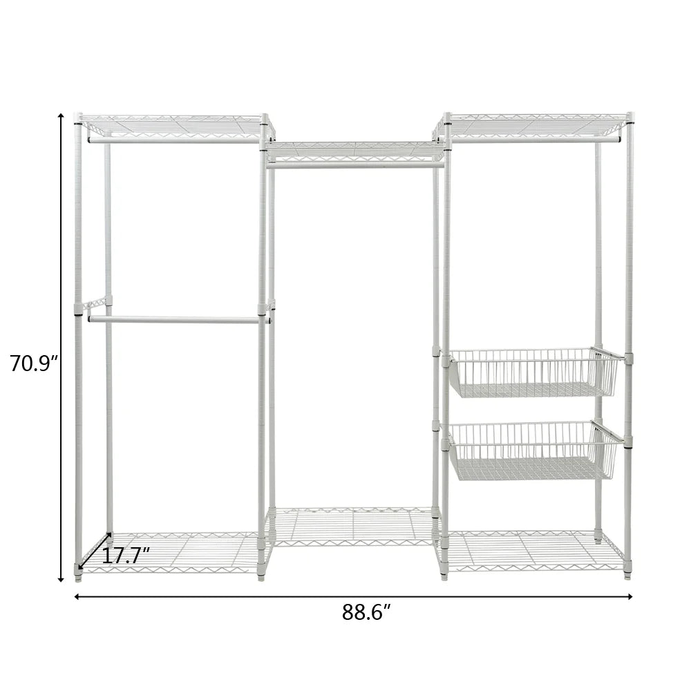 89"L Freestanding Closet Storage Organizer White R5634