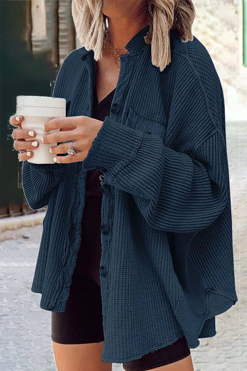 Solid Patchwork Turndown Collar Outerwear S45999