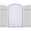 Rustic Four Board Joined Board-n-Batten Faux Wood Shutters with Elliptical Arch Top K8535