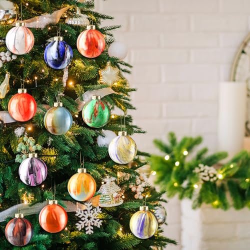 12 Pcs Marbled Christmas Ball Ornaments 2.5'' Shatterproof J283