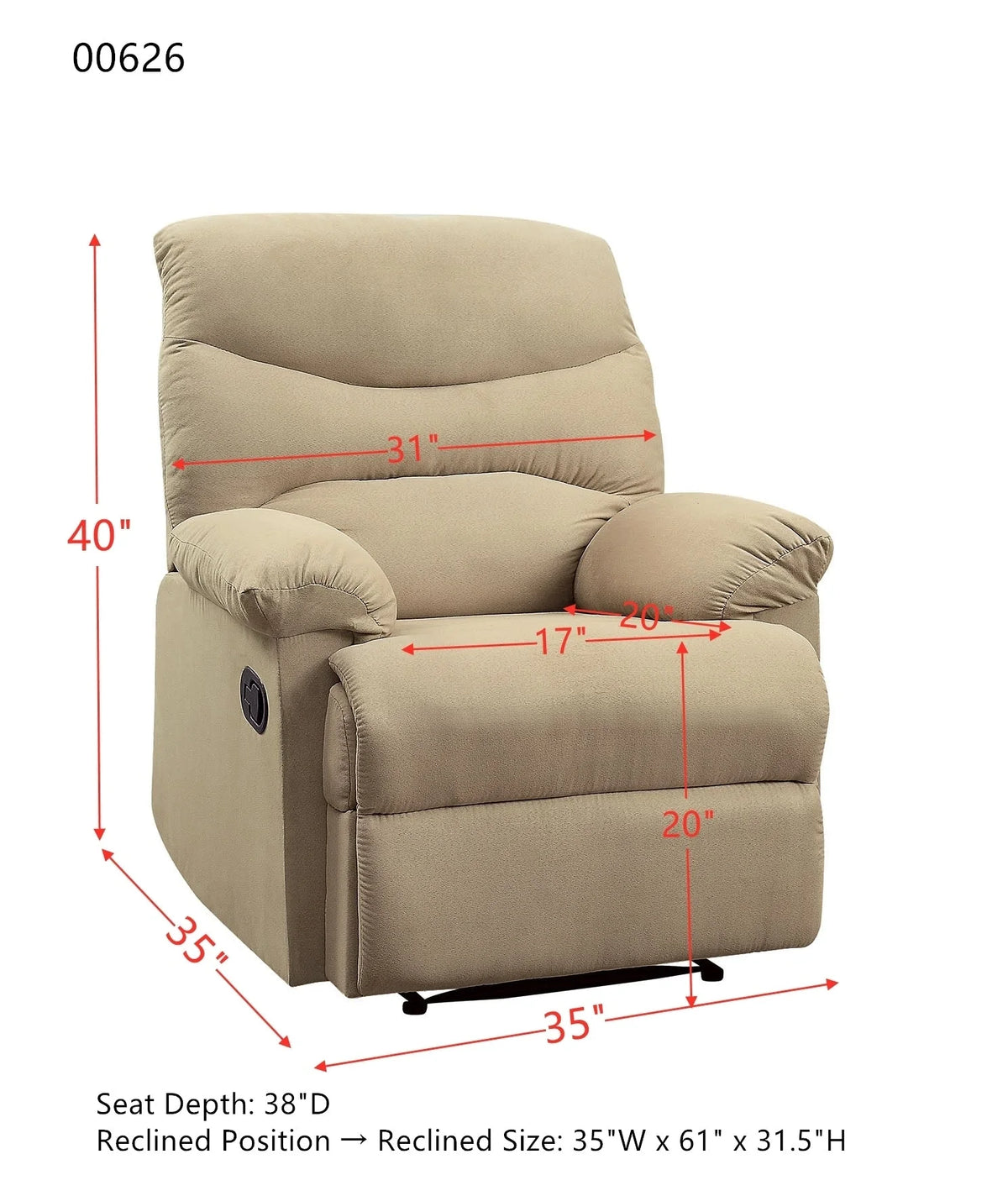 Beige Microfiber Recliner W89543