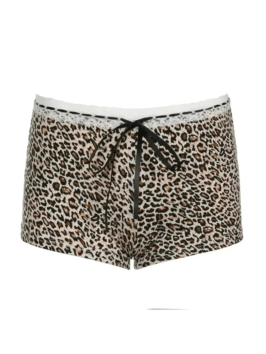 Cheetah Ribbon Lace Tight Shorts B287724
