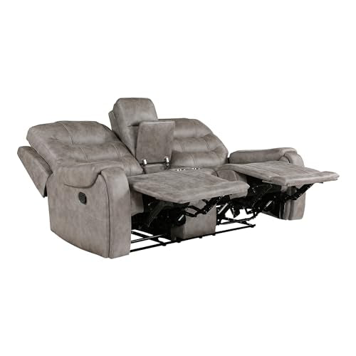 Grayish Brown Microfiber Recliner Sofa H535