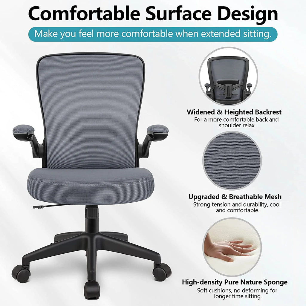 Grey Ergonomic Mesh Office Chair with Lumbar Support W60081