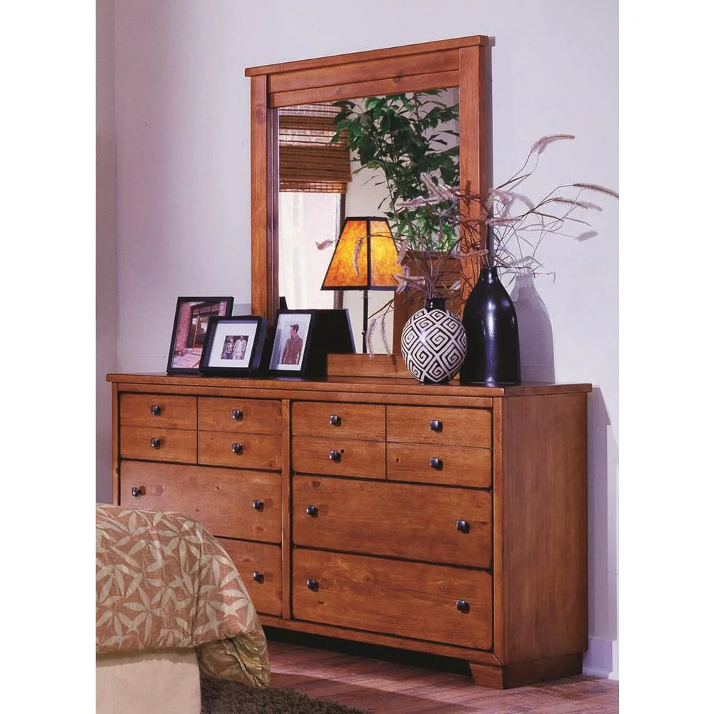 Cinnamon Pine 6 Drawer Wood Dresser U7318